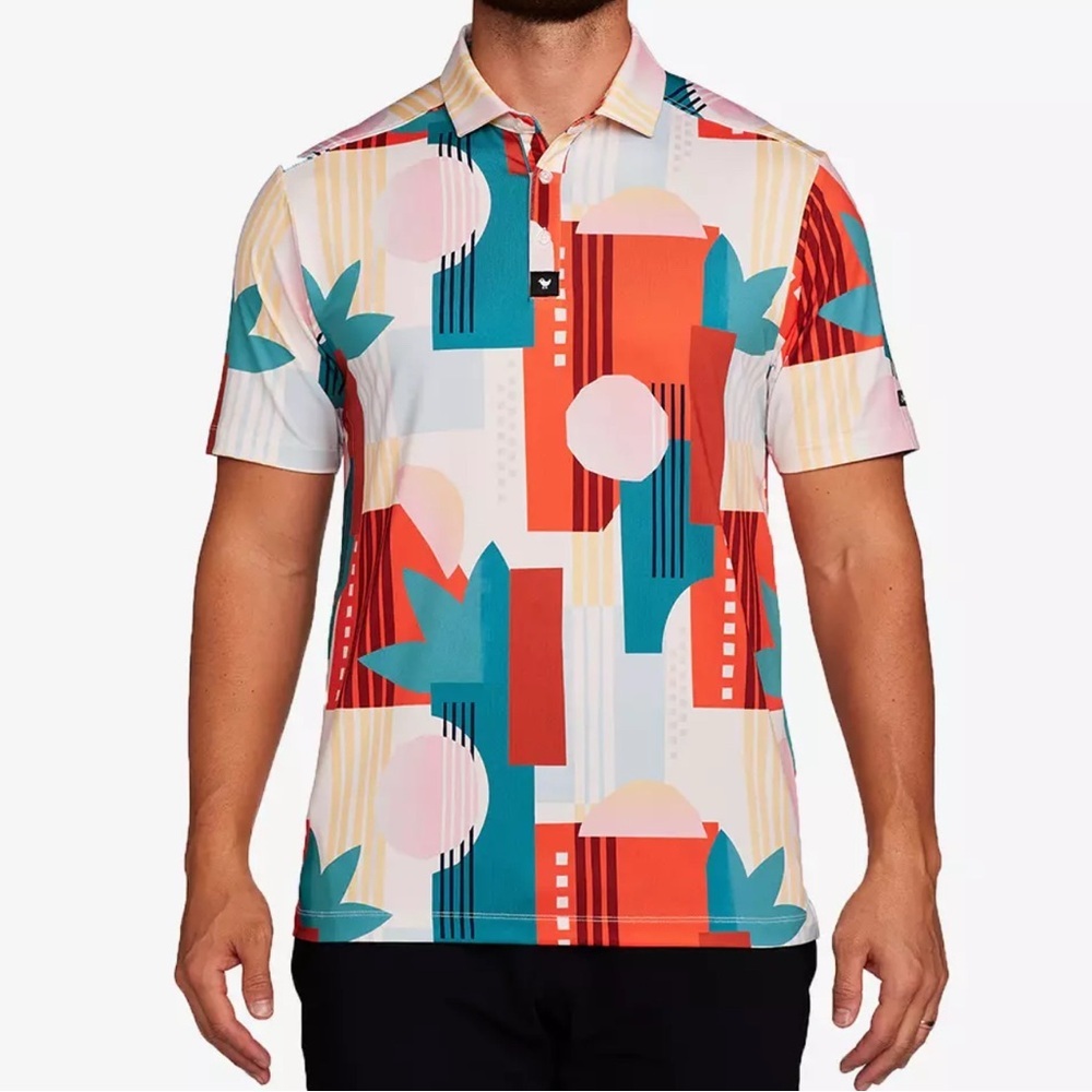 Bad Birdie Albatross Golf Polo Shirt Men’s M Short Sleeve Abstract Athleisure